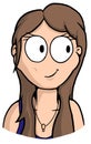 Caricature of girl with brown hair and big eyes