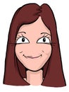 Caricature of girl with red hair and narrow lips