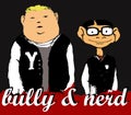 Caricature illustration of bully and nerd
