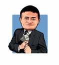 Caricature Jack Ma holding money, vector Potrait