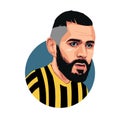 Caricature of Karim Benzema, New Player in Al Ittihad