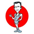 Caricature of male runner athlete, cartoon