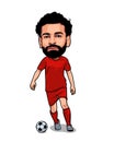 Caricature Mohamed Salah is an professional football player in Arsenal. Vector image