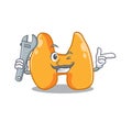 A caricature picture of thyroid working as a mechanic