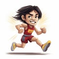 Caricature-style Cartoon Drawing Of Manny Pacquiao\'s Stunning Built Girl Running