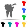 caries on tooth multi color style icon. Simple glyph, flat vector of dental icons for ui and ux, website or mobile application Royalty Free Stock Photo