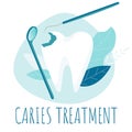 Caries treatment. Dental check up. Healthy tooth. Oral dental hygiene. Dental care Tooth vector Concept.