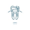 Caries treatment. Dentist line icon. Dental care sign, medical elements. Health care thin linear symbol for dentistry