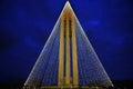 Carillon Bell Tower with Christmas Lights at Night, Horizontal,HDR