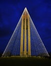 Carillon Bell Tower with Christmas Lights at Night, Vertical,HDR Royalty Free Stock Photo