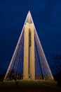Carillon Bell Tower with Christmas Lights at Night, HDR, Dayton, Ohio