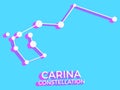 Carina constellation 3d symbol. Constellation icon in isometric style on blue background. Cluster of stars and galaxies. Vector Royalty Free Stock Photo