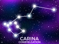 Carina constellation. Starry night sky. Cluster of stars and galaxies. Deep space. Vector