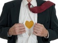 Caring business man with heart of gold Royalty Free Stock Photo