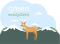 Caring for green ecosystem. Representative of biodiversity of planet. Deer on abstract background