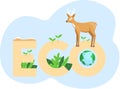 Caring for green ecosystem. Representative of biodiversity of planet. Deer on abstract background