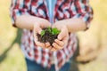 Close up of a handful of soil