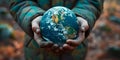 caring hands cradling the Earth, symbolizing human responsibility and commitment to nurturing and protecting the planet Royalty Free Stock Photo