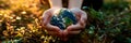caring hands cradling the Earth, symbolizing human responsibility and commitment to nurturing and protecting the planet Royalty Free Stock Photo