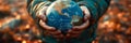 caring hands cradling the Earth, symbolizing human responsibility and commitment to nurturing and protecting the planet Royalty Free Stock Photo