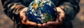 caring hands cradling the Earth, symbolizing human responsibility and commitment to nurturing and protecting the planet Royalty Free Stock Photo