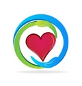 Caring hands, heart gift icon vector