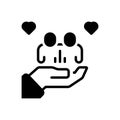 Black solid icon for Caring, friendly and sympathetic