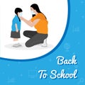 A caring mother get her daughter ready to school. Royalty Free Stock Photo