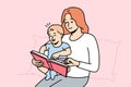 Caring mother reading book with baby