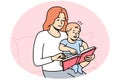 Caring mother reading book with baby