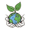 Caring for nature and environmental protection. Earth Day, ecology of environment vector Royalty Free Stock Photo
