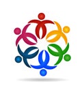 Caring people teamwork, flower shape icon vector