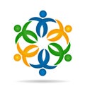 Caring people teamwork, flower shape icon vector