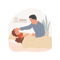 Caring for a sick child isolated cartoon vector illustration.