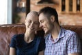 Loving husband support sick cancer patient wife Royalty Free Stock Photo