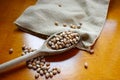 Carioca beans in a wooden spoon. Brazilian commodities