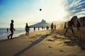 Carioca Brazilians Playing Altinho Futebol Beach Football Royalty Free Stock Photo