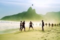 Carioca Brazilians Playing Altinho Futebol Beach Soccer Football Royalty Free Stock Photo