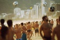 Carioca Brazilians Playing Altinho Futebol Beach Soccer Football Royalty Free Stock Photo