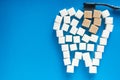 The carious tooth of sugar cubes Royalty Free Stock Photo