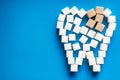 The carious tooth of sugar cubes of refined sugar, preventing tooth decay Royalty Free Stock Photo