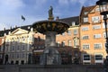 The Caritas Fountain oldest fountain in Copenhagen placed near Stroget street. Copenhagen, Denmark. February 2020 Royalty Free Stock Photo