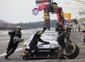 Carl Edwards comes in for a pit stop