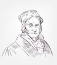 Carl Friedrich Gauss vector sketch portrait famous Royalty Free Stock Photo