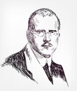 Carl Gustav Jung vector sketch portrait isolated Royalty Free Stock Photo