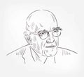 Carl Ransom Rogers American psychologyst theorist vector sketch portrait isolated