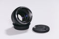 Photographic lens on white background