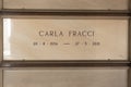 Carla Fracci`s Tomb in the monumental cemetery of Milan, Italy. She was an Italian dancer