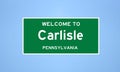 Carlisle, Pennsylvania city limit sign. Town sign from the USA.