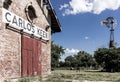 Carlos Keen Railroad station and windmill Royalty Free Stock Photo